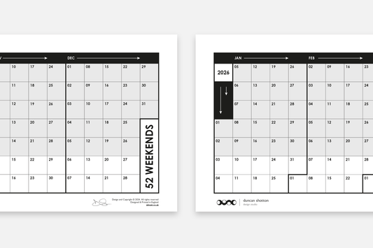 52 Weekends (2025 + 2026, Horizontal) - Duncan Shotton Design Studio