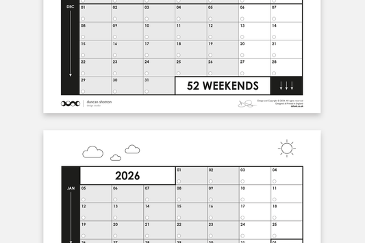 52 Weekends (2025 + 2026, Vertical) - Duncan Shotton Design Studio