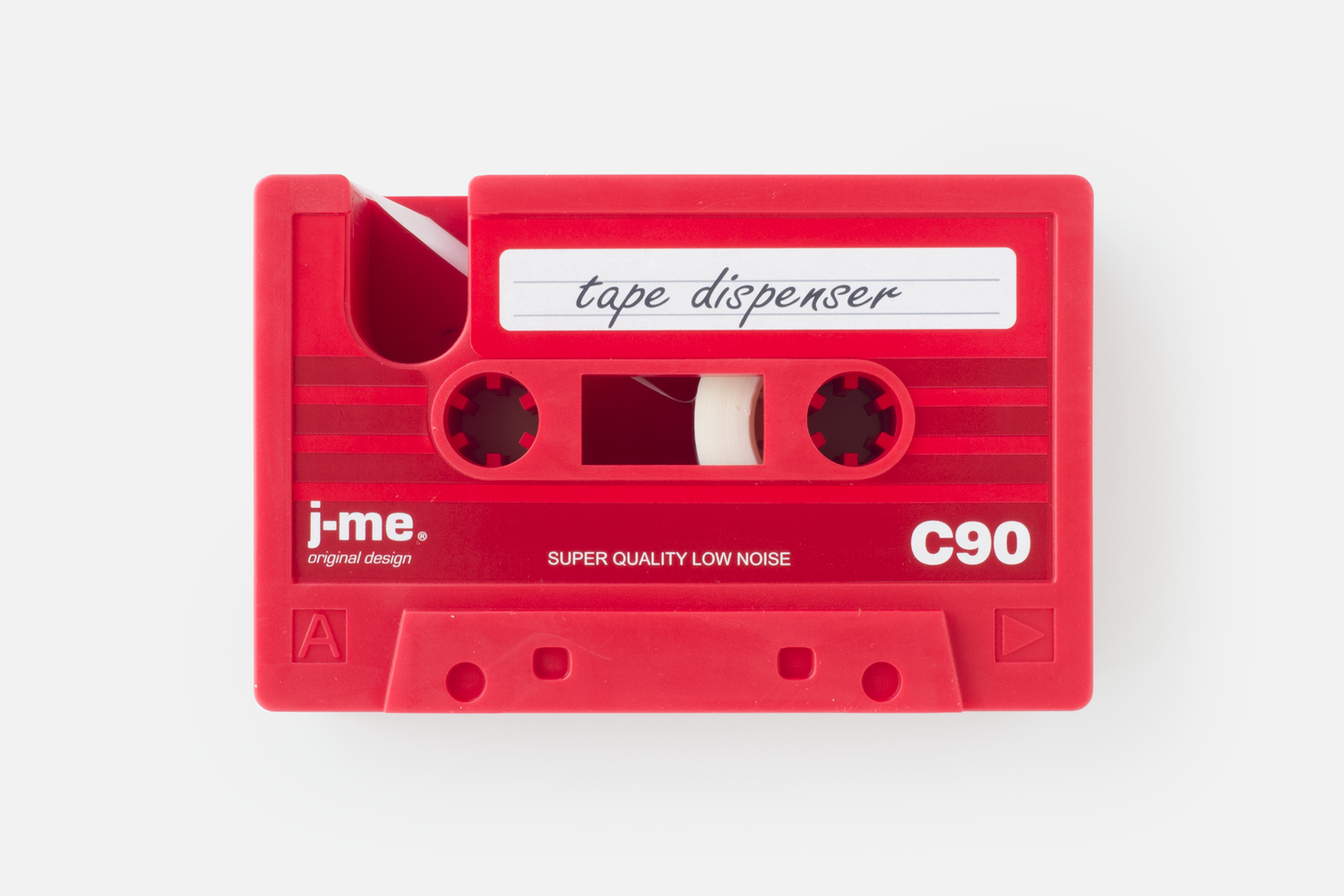 red version of tape dispenser designed by Duncan Shotton originally for j-me original design