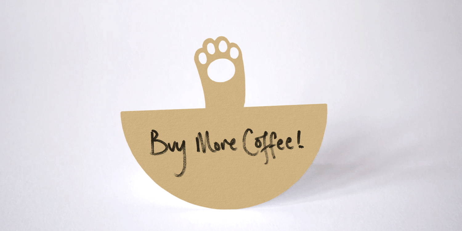 wave memo - the waving post-it note paper reminder (cat paw version)