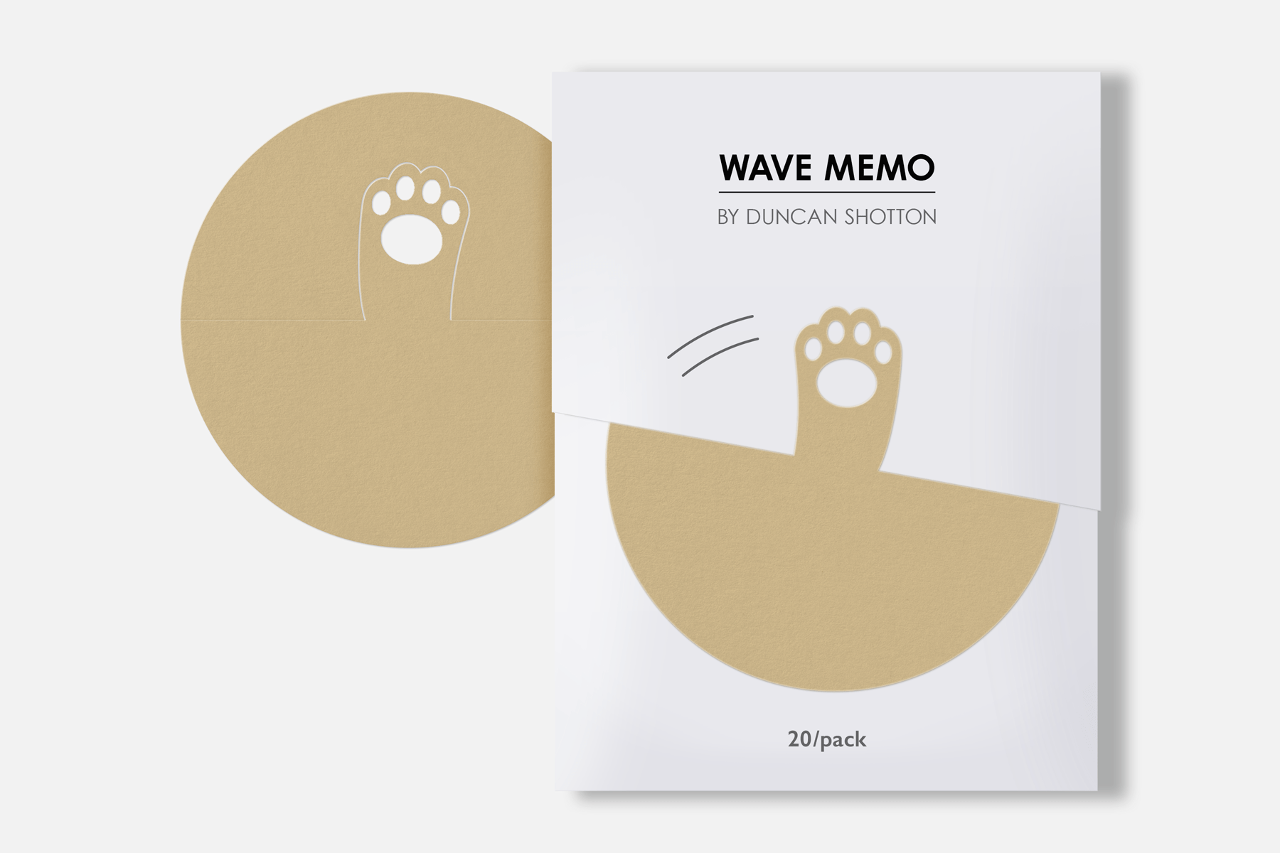 Wave Memo (Paw, Brown) - card sleeve packaging graphics