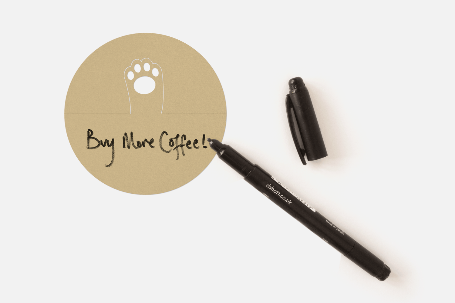 Wave Memo (Paw, Brown) - paper cat note reminder to buy more coffee, maybe as a gift for coffee addict