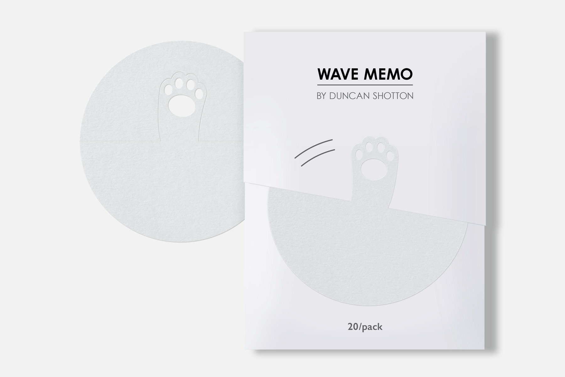Wave Memo (Paw, Grey) - packaging design