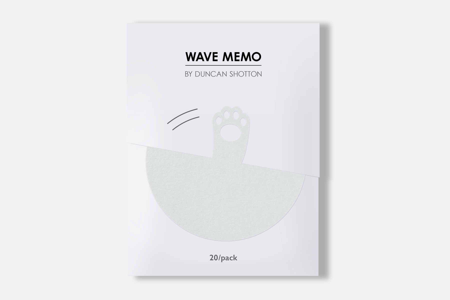 Wave Memo (Paw, Grey) - paper and card only pack design