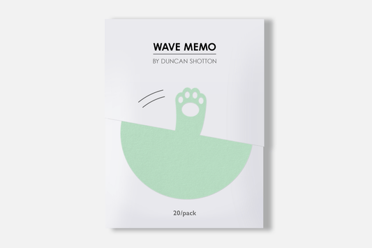 Wave Memo (Paw, Mint) - waving cat paw in card sleeve packaging design