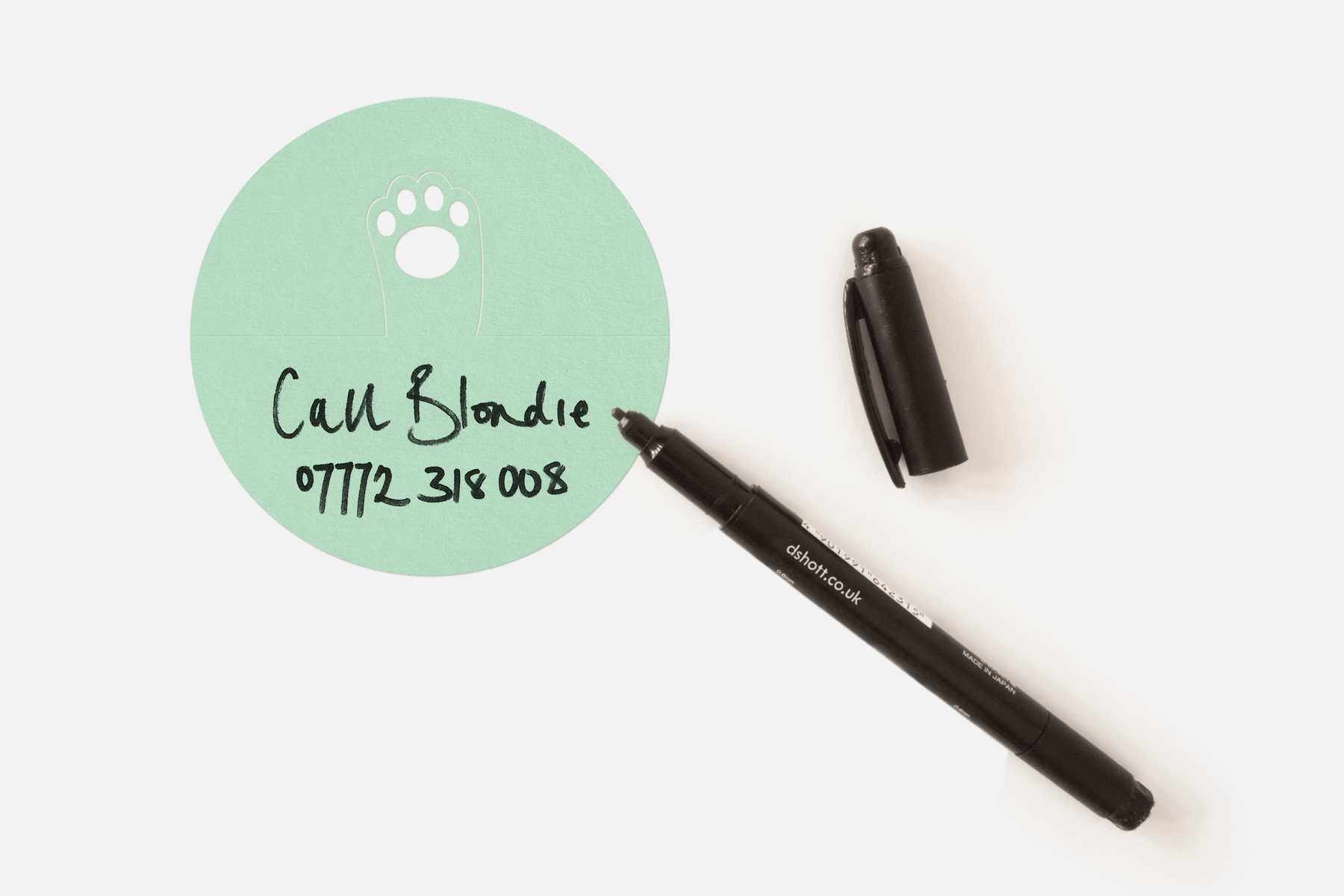 Wave Memo (Paw, Mint) - Waving Cat Paw with written notes