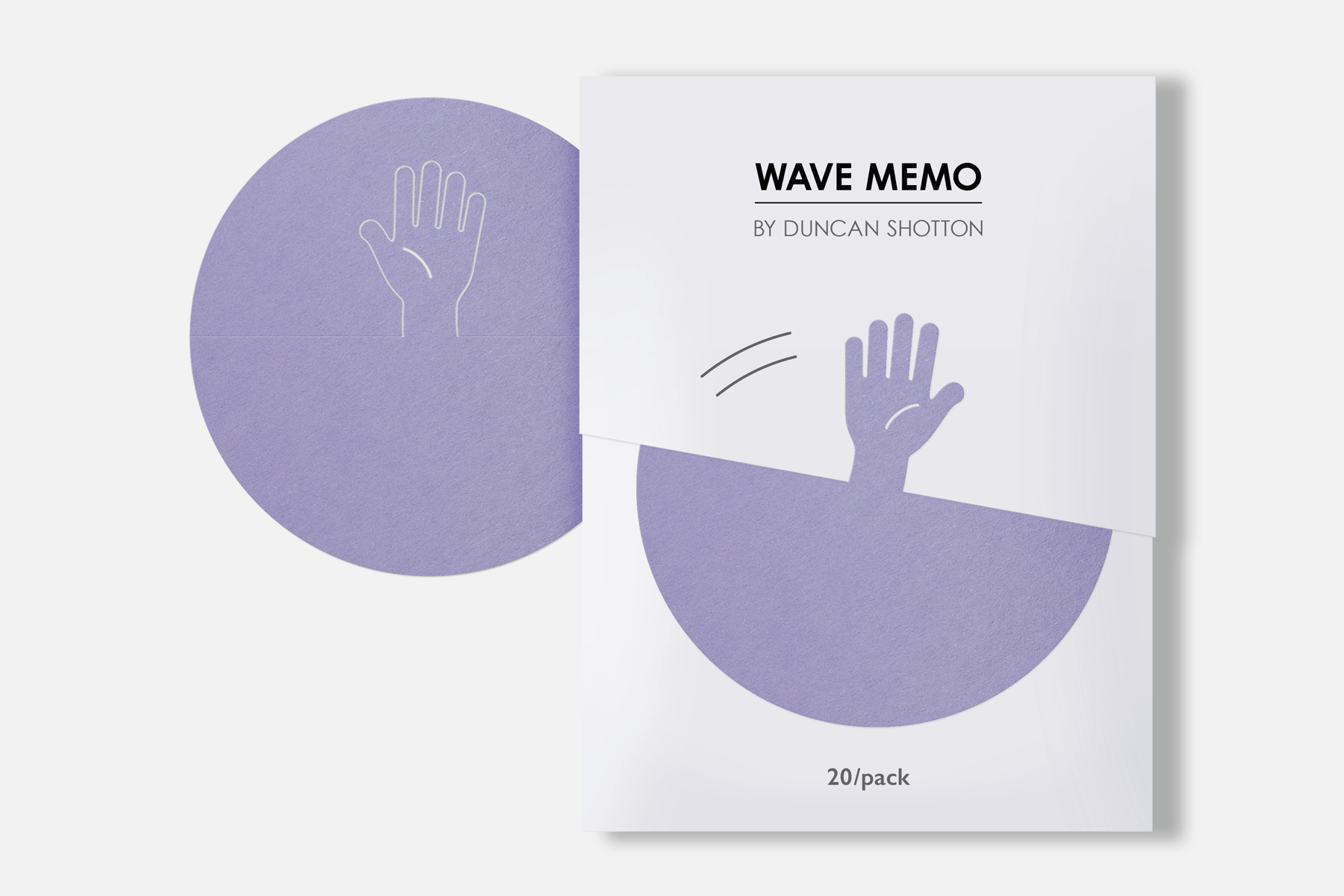 Wave Memo (Hand, Lavender) - clever structural pack design