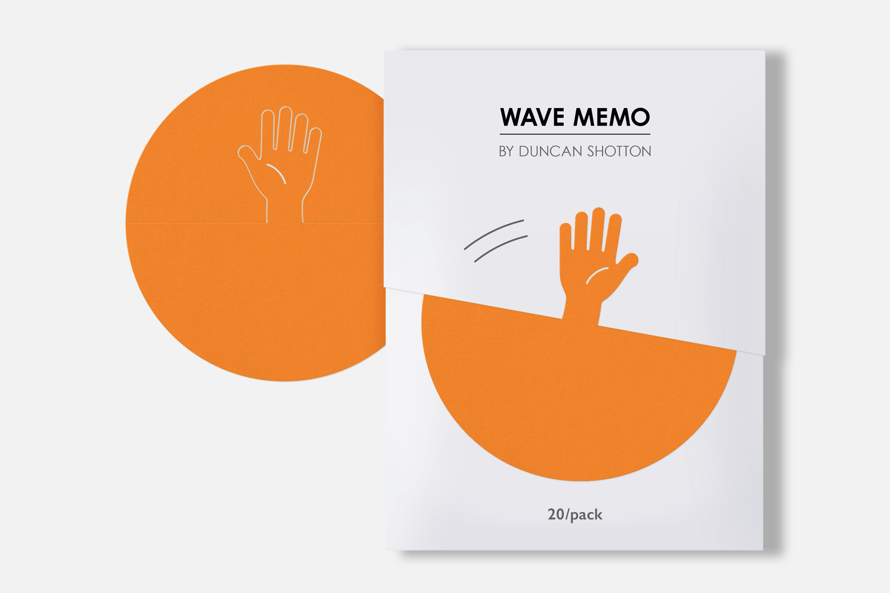 Wave Memo (Hand, Orange) - waving hand folding paper