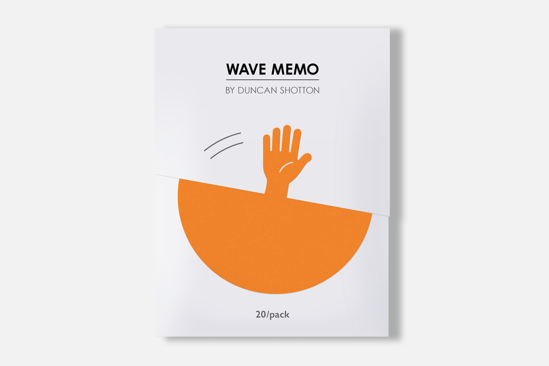 Wave Memo (Hand, Orange) - waving hand in neat designer packaging