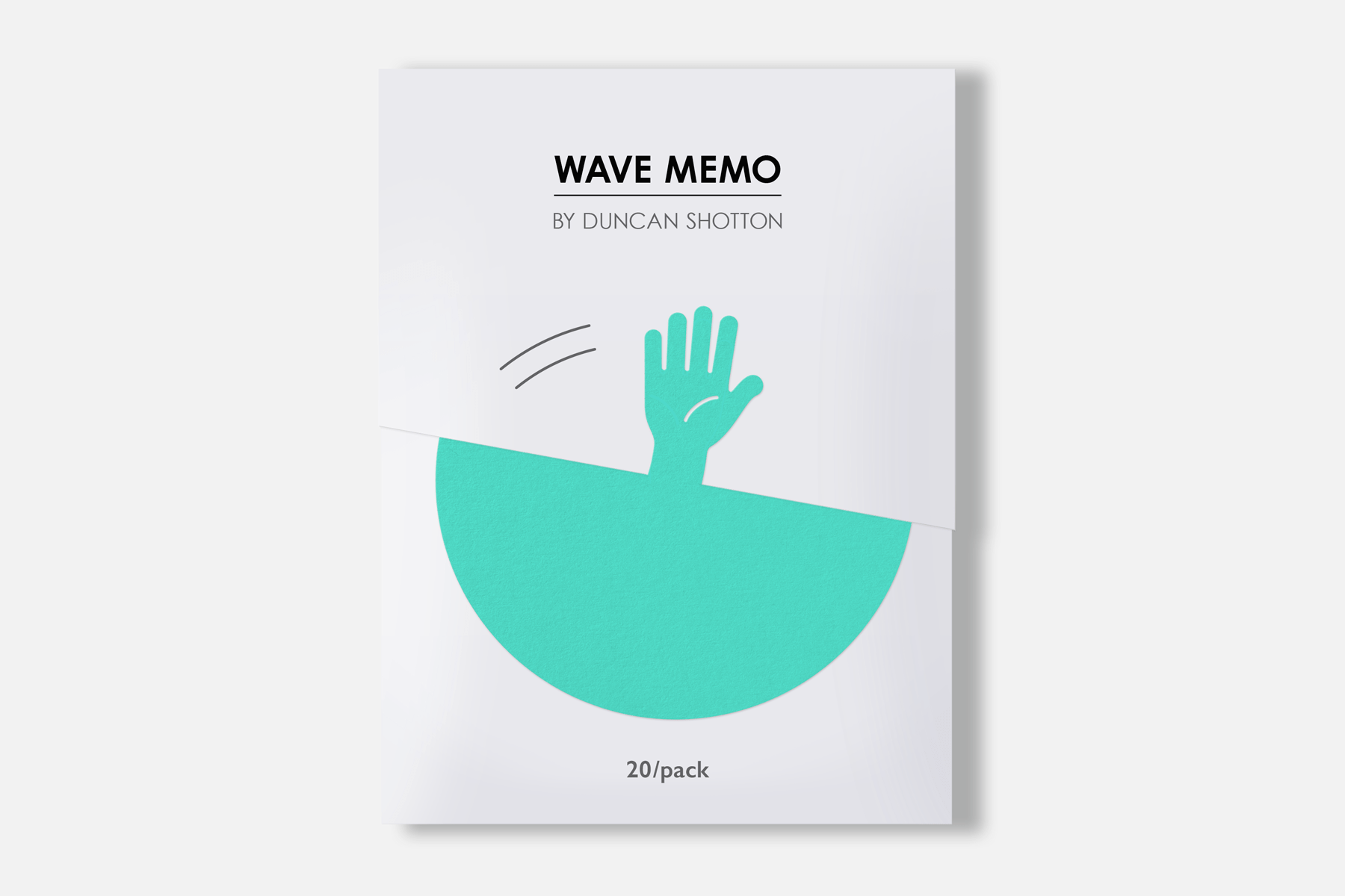 Wave Memo (Hand, Turquoise) in simple packaging sleeve