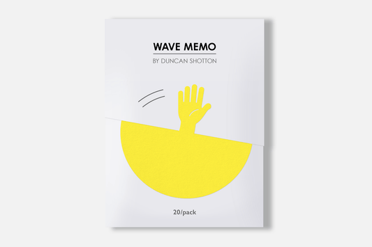 Wave Memo (Hand, Yellow) in simple no-glue packaging design