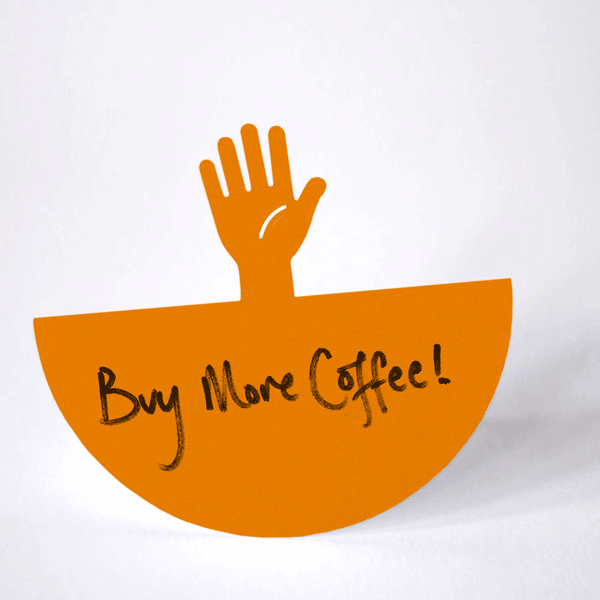 orange paper hand wave memo rocking from side to side in a waving motion