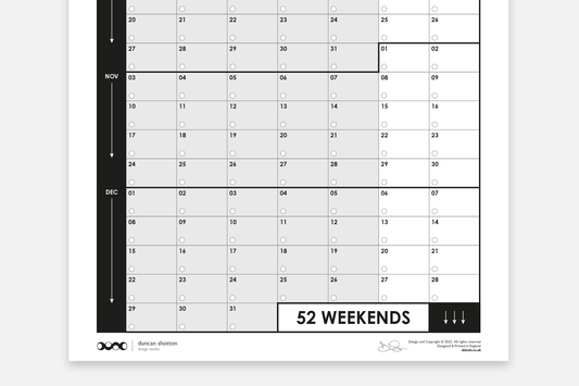 52 Weekends (2025, Vertical) - Duncan Shotton Design Studio