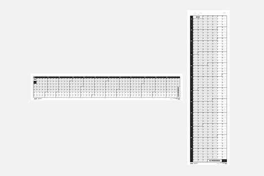52 Weekends paper full year in line  wall planners (2025, Horizontal + Vertical)